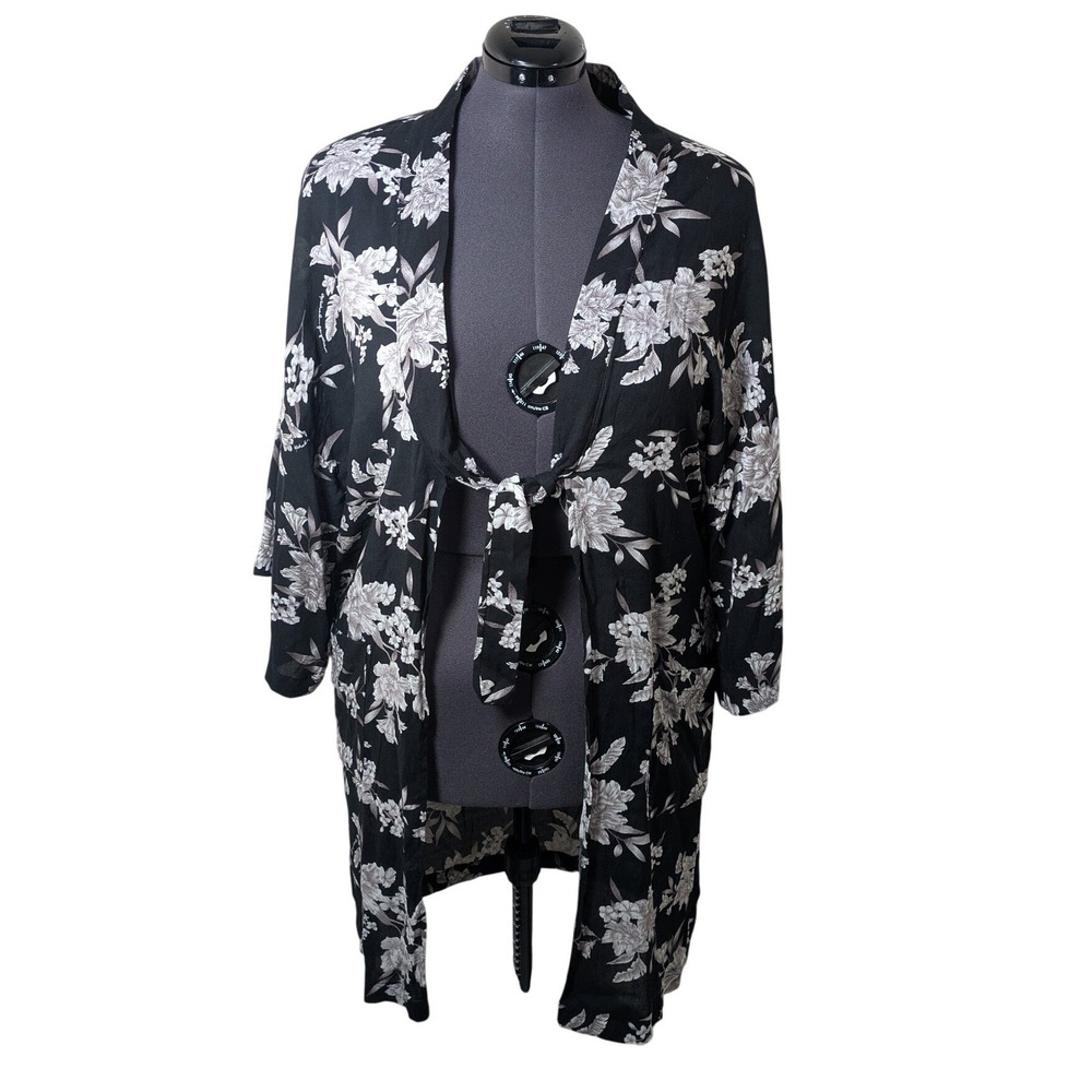 Spiritual Gangster Kimono Whimsigoth Black Floral OS